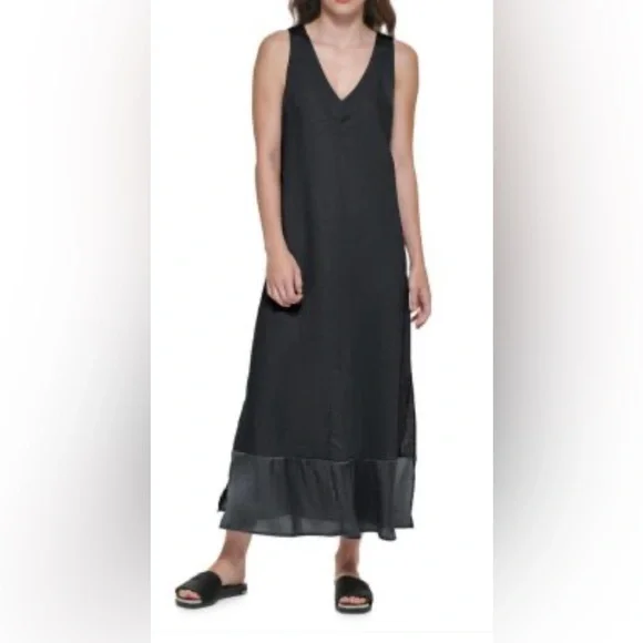 chinese dress ladies Donna Karan Ruched Side Midi Dress - Black main image 1